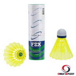 fox nylon shuttle white and yellow- توپ بدمینتون پلاستیکی فوکس زروو سفید