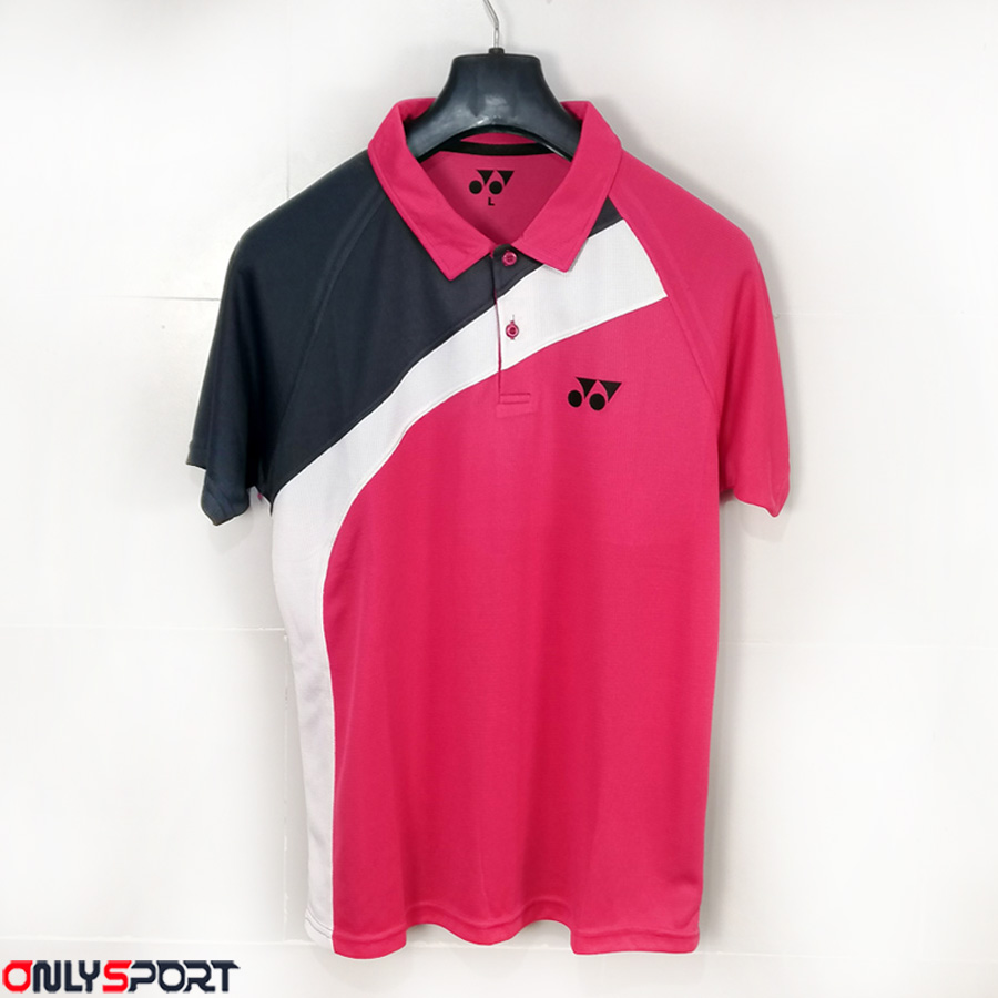 تیشرت ورزشی مردانه زنانه یقه دار یونکس Yonex سرخابی کد 25